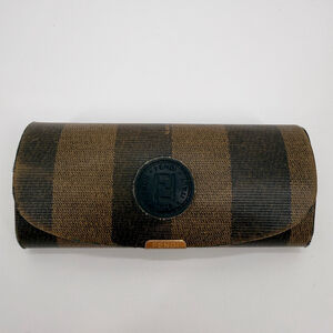 VTG Fendi Eye Glass Case Roma Italia Occhiali Italy Snap Case Two Tone Brown